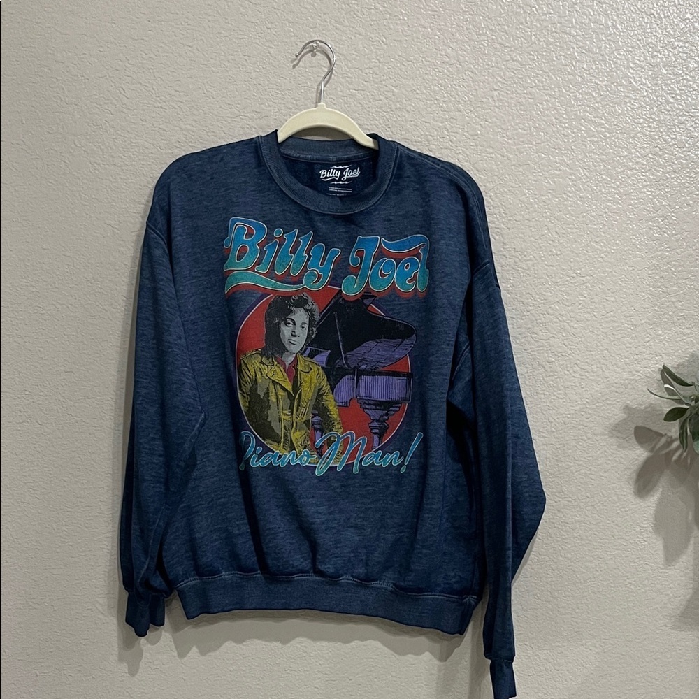 Billy Joel Women’s Piano Man Crewneck Sweatshirt Sz M Pull Over Casual Chic